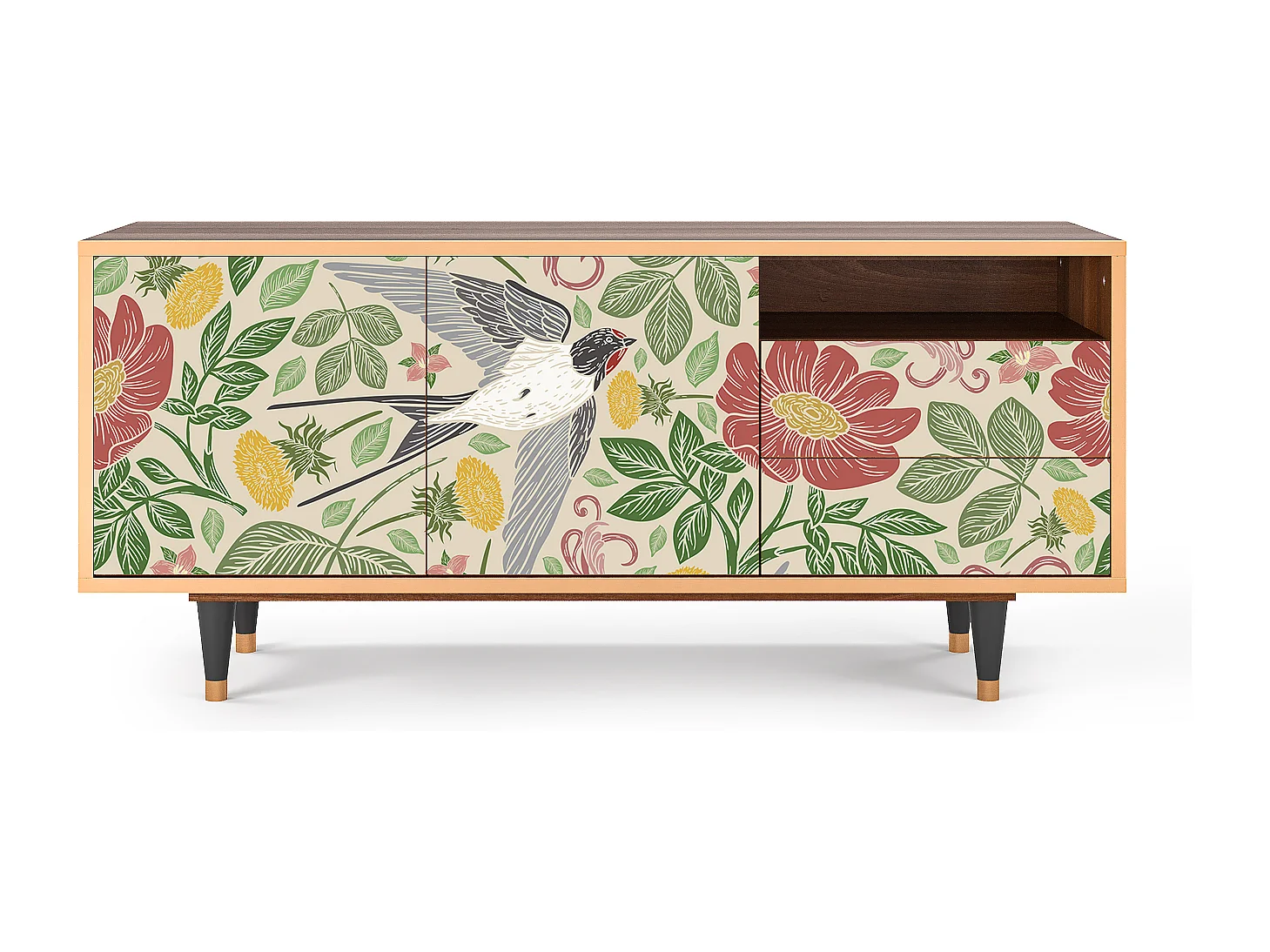 TV-Möbel - 125х56х41 cm - T7 - Spring Swallow, Walnuss