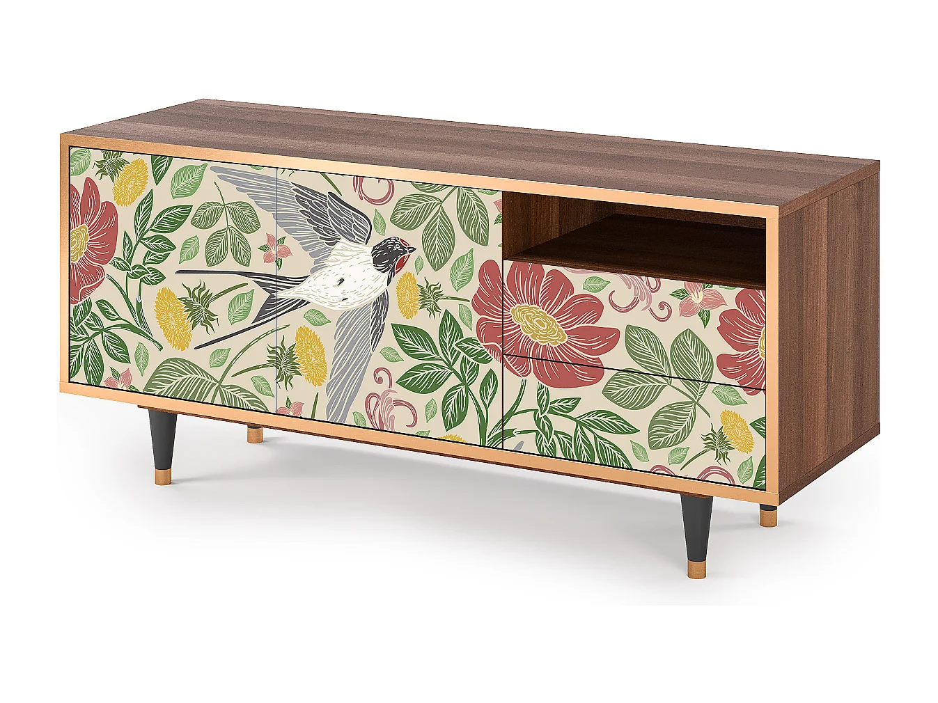 TV-Möbel - 125х56х41 cm - T7 - Spring Swallow, Walnuss