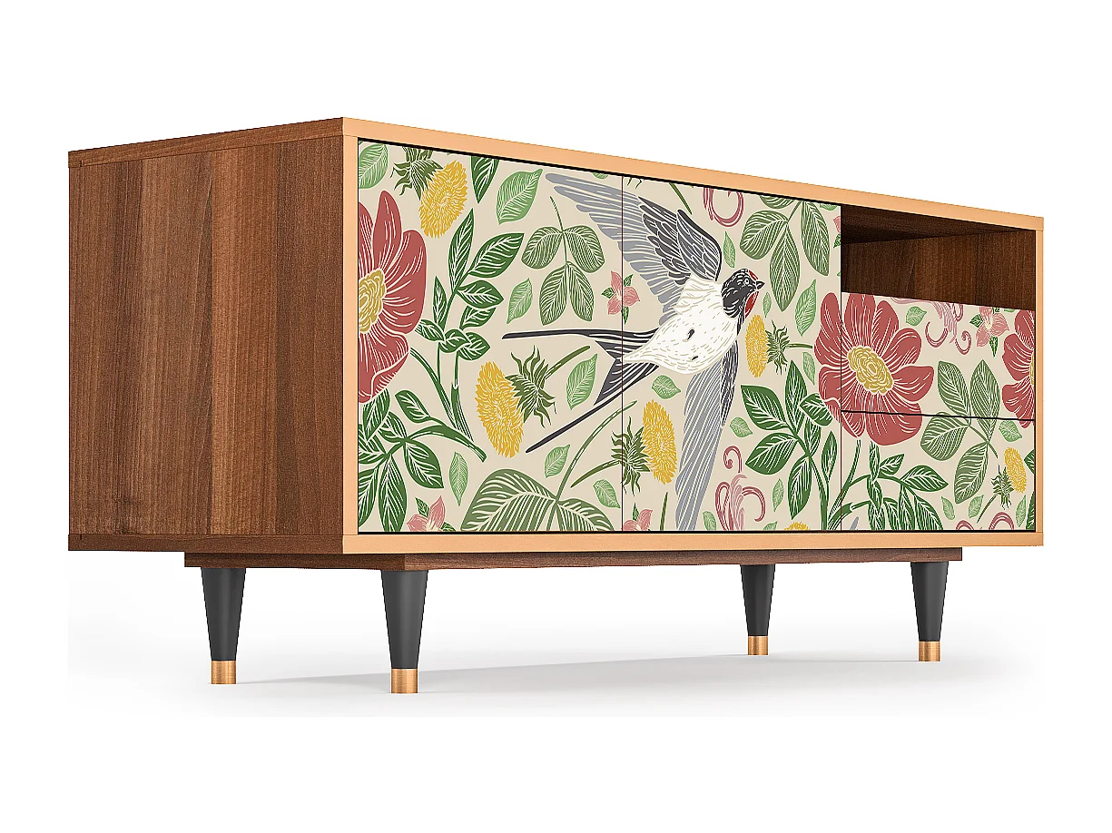 TV-Möbel - 125х56х41 cm - T7 - Spring Swallow, Walnuss