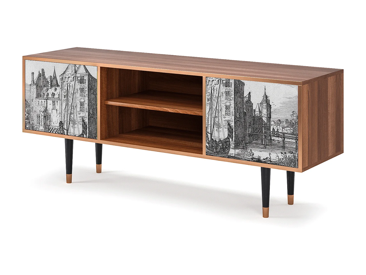 Meuble TV - 170х69х48 cm - T2 - Castle by Breugel, Noyer