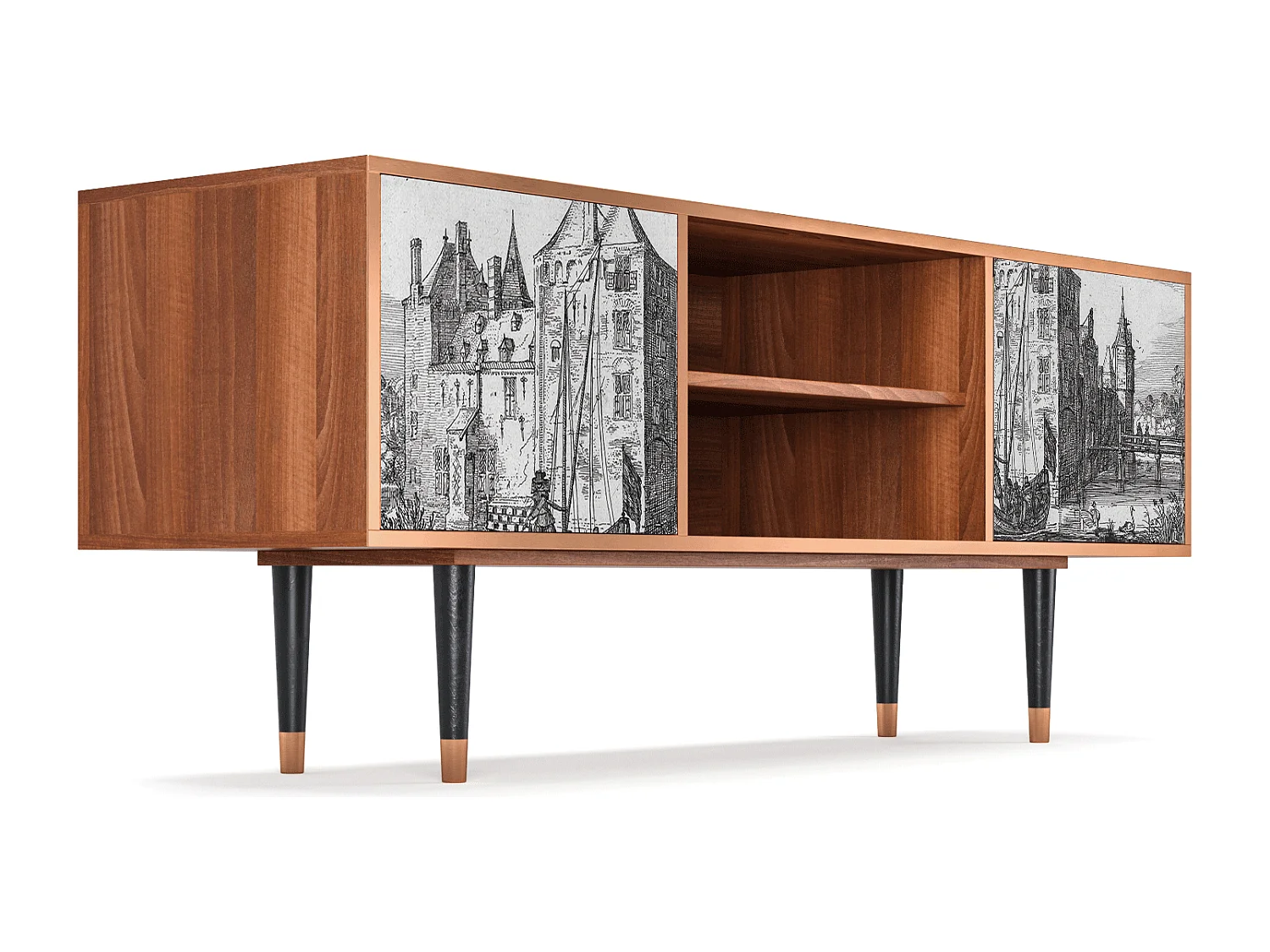 Meuble TV - 170х69х48 cm - T2 - Castle by Breugel, Noyer