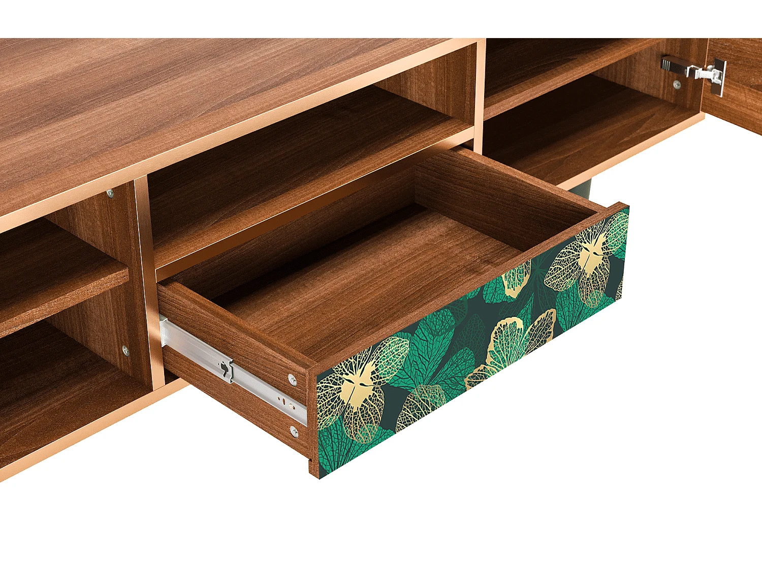 TV-meubel - 170х59х41 cm - T6 - Green Flower, Walnoot