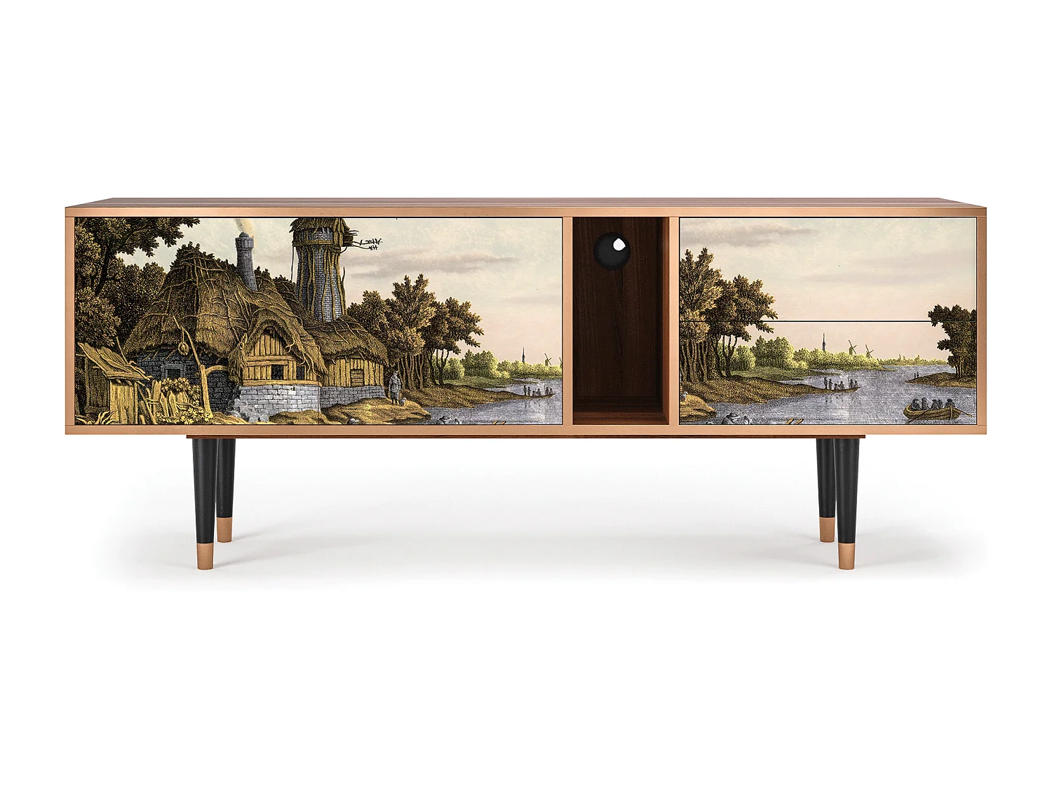 TV-Möbel - 170х69х48 cm - T1 - Mill along a River, Walnuss