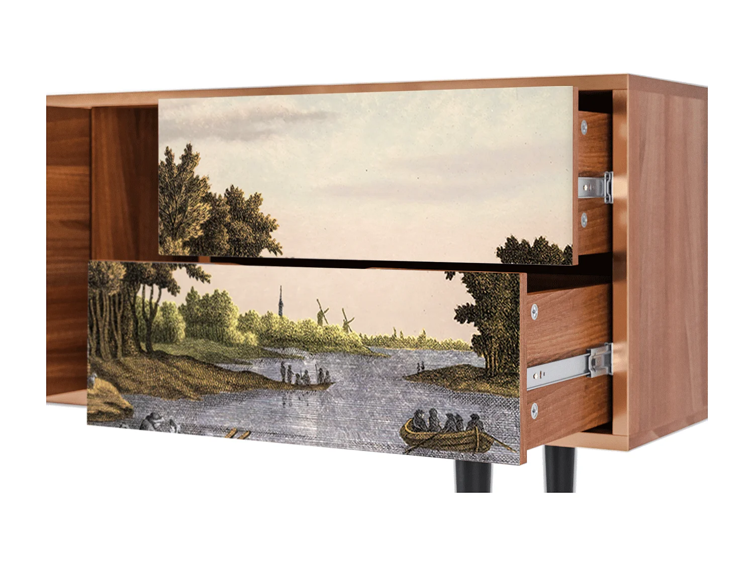 TV-Möbel - 170х69х48 cm - T1 - Mill along a River, Walnuss