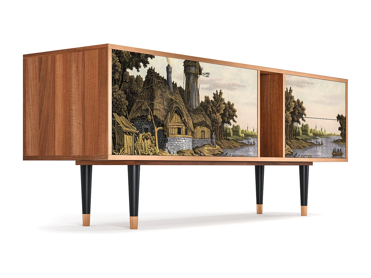 Meuble TV - 170х69х48 cm - T1 - Mill along a River, Noyer