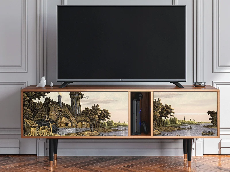 Szafka RTV - 170х69х48 cm - T1 - Mill along a River, Orzech