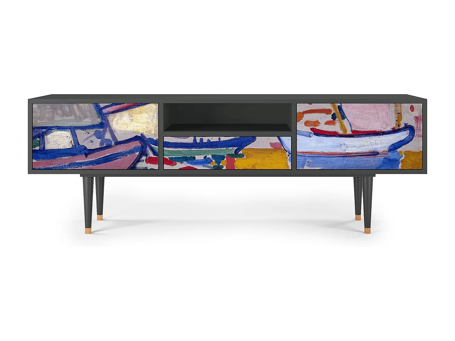 Meuble TV - 170х59х41 cm - T6 - The Port of Collioure , Anthracite