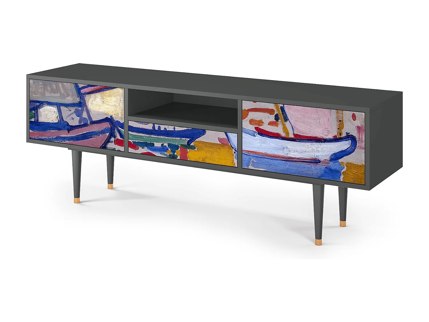 Meuble TV - 170х59х41 cm - T6 - The Port of Collioure , Anthracite