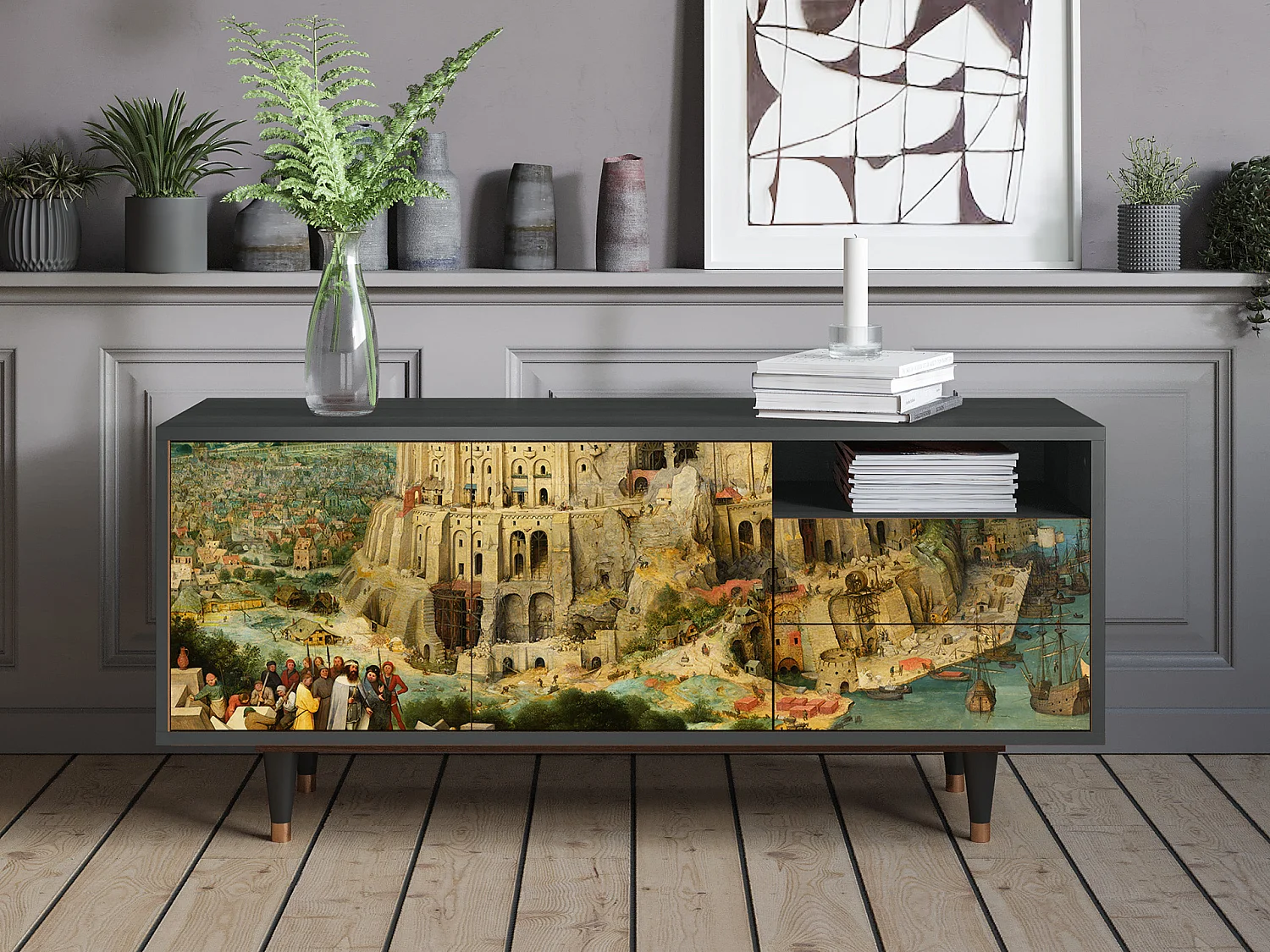 Meuble TV - 125х56х41 cm - T7 - Elder The Tower, Anthracite