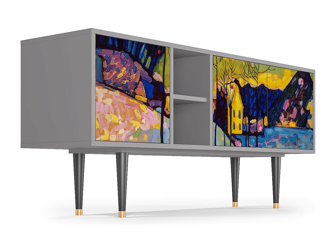 Mobile TV - 150х69х41 cm - T5 - Winter Landscape, Grigio