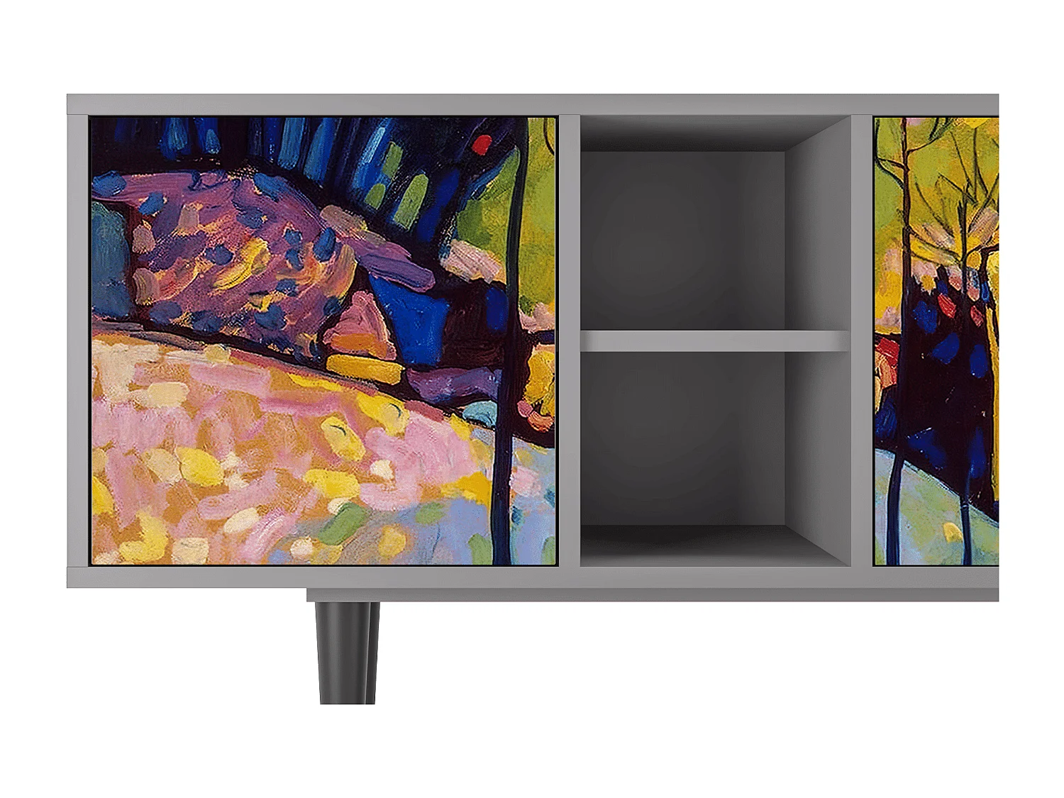 Meuble TV - 150х69х41 cm - T5 - Winter Landscape, Gris