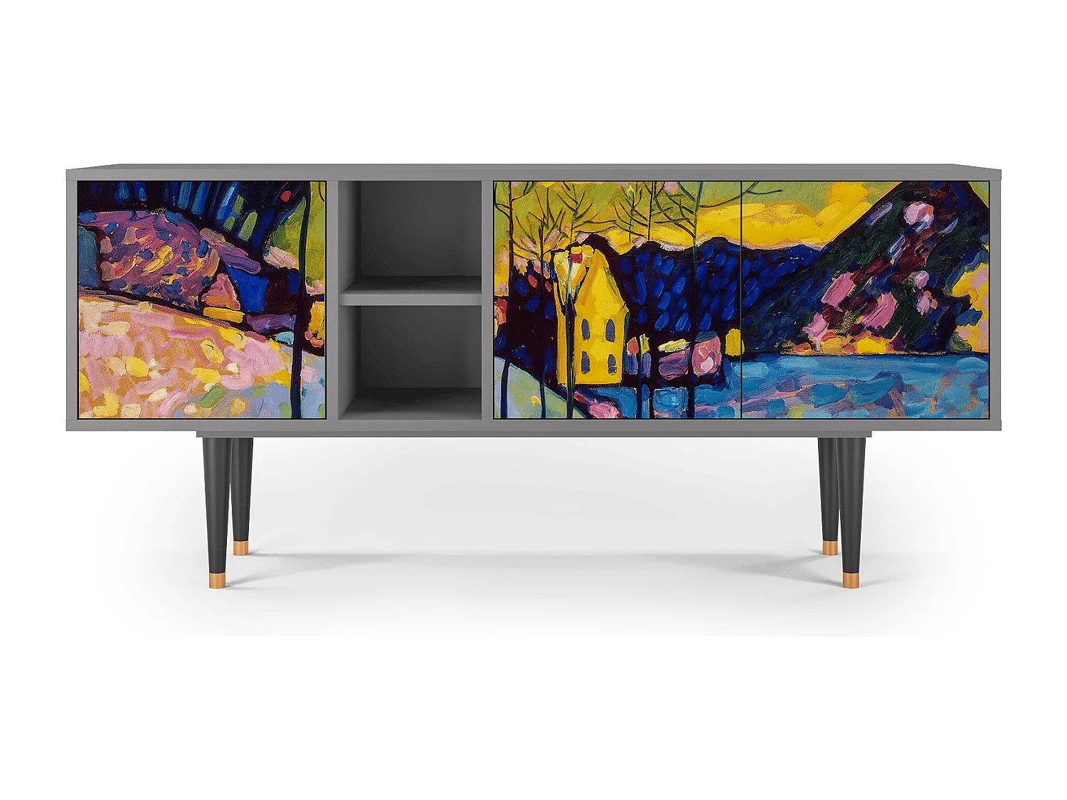 Szafka RTV - 150х69х41 cm - T5 - Winter Landscape, Szary