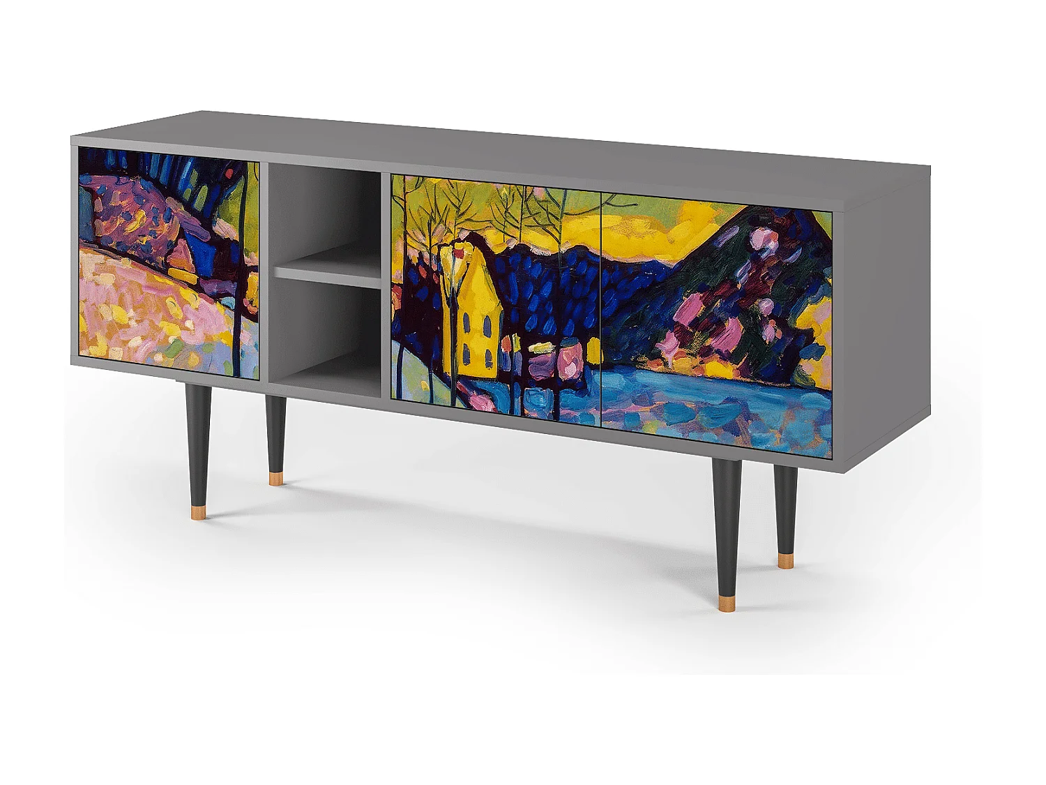 Szafka RTV - 150х69х41 cm - T5 - Winter Landscape, Szary