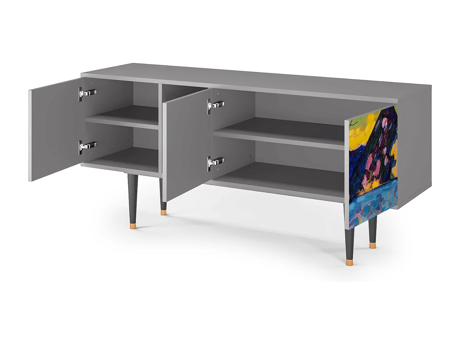 Szafka RTV - 150х69х41 cm - T5 - Winter Landscape, Szary