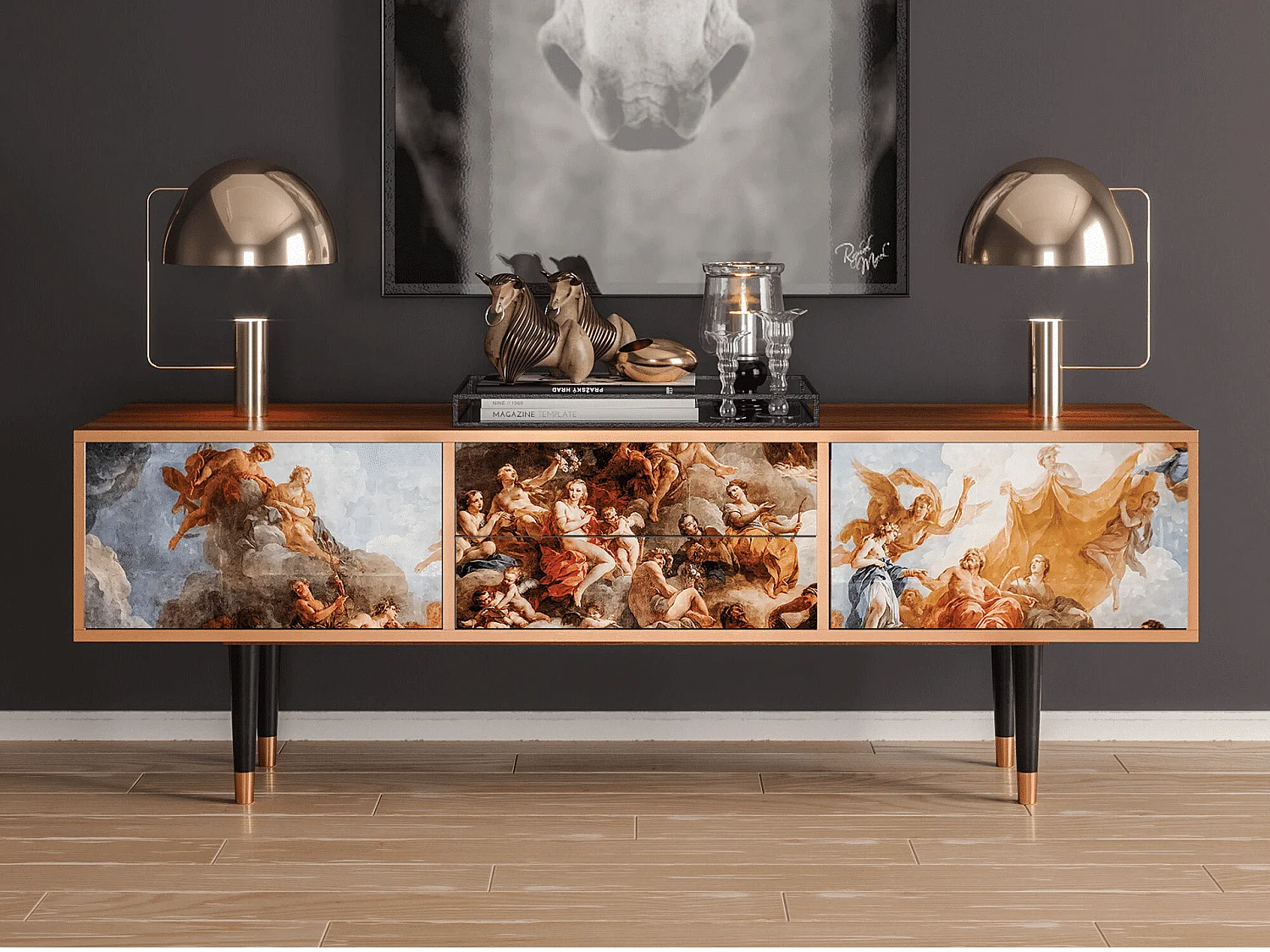 TV-Möbel - 170х59х48 cm - T4 - Versailles, Walnuss