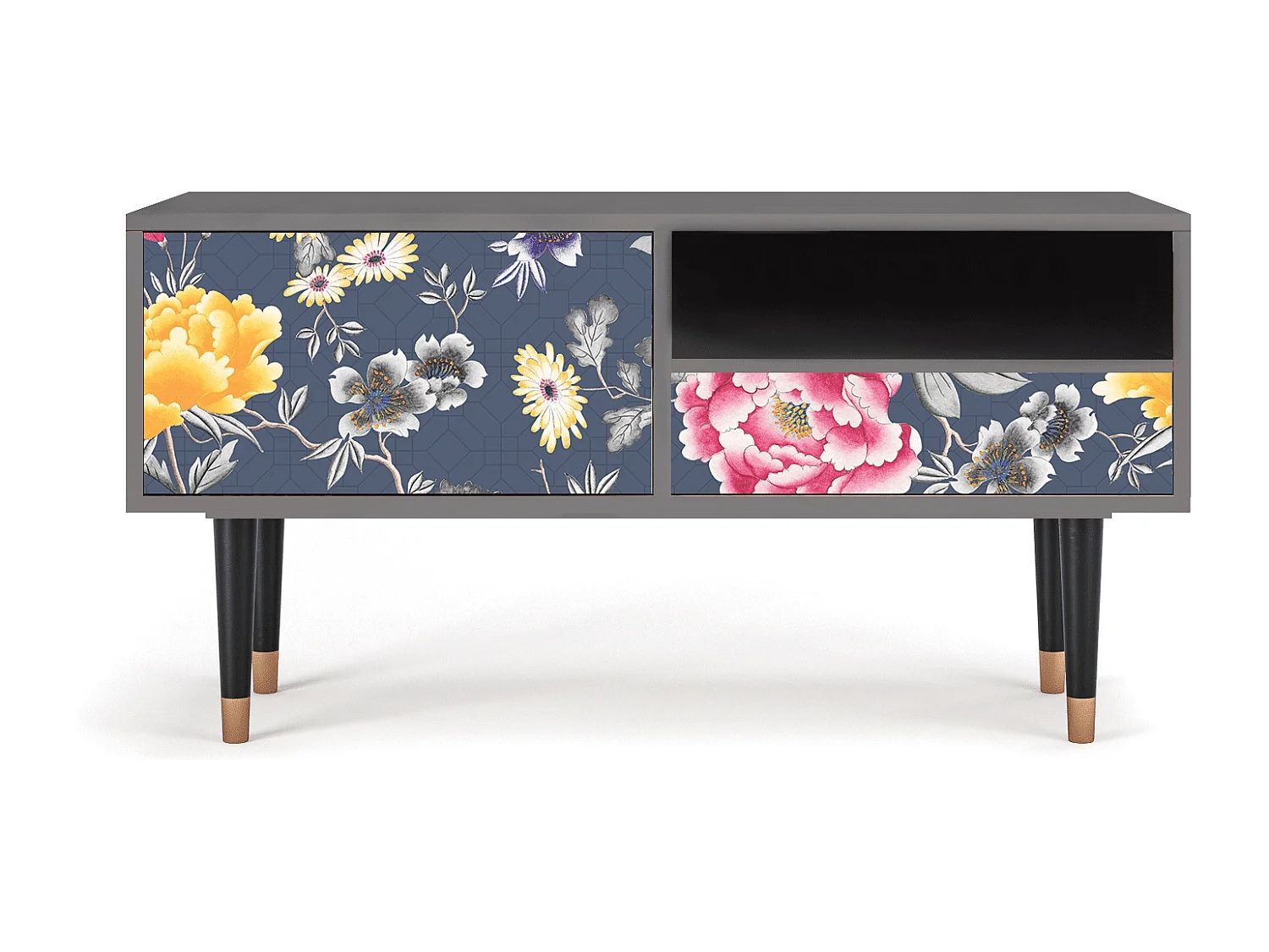 Meuble TV - 115х59х48 cm - T3 - Dark Flower Bed, Gris