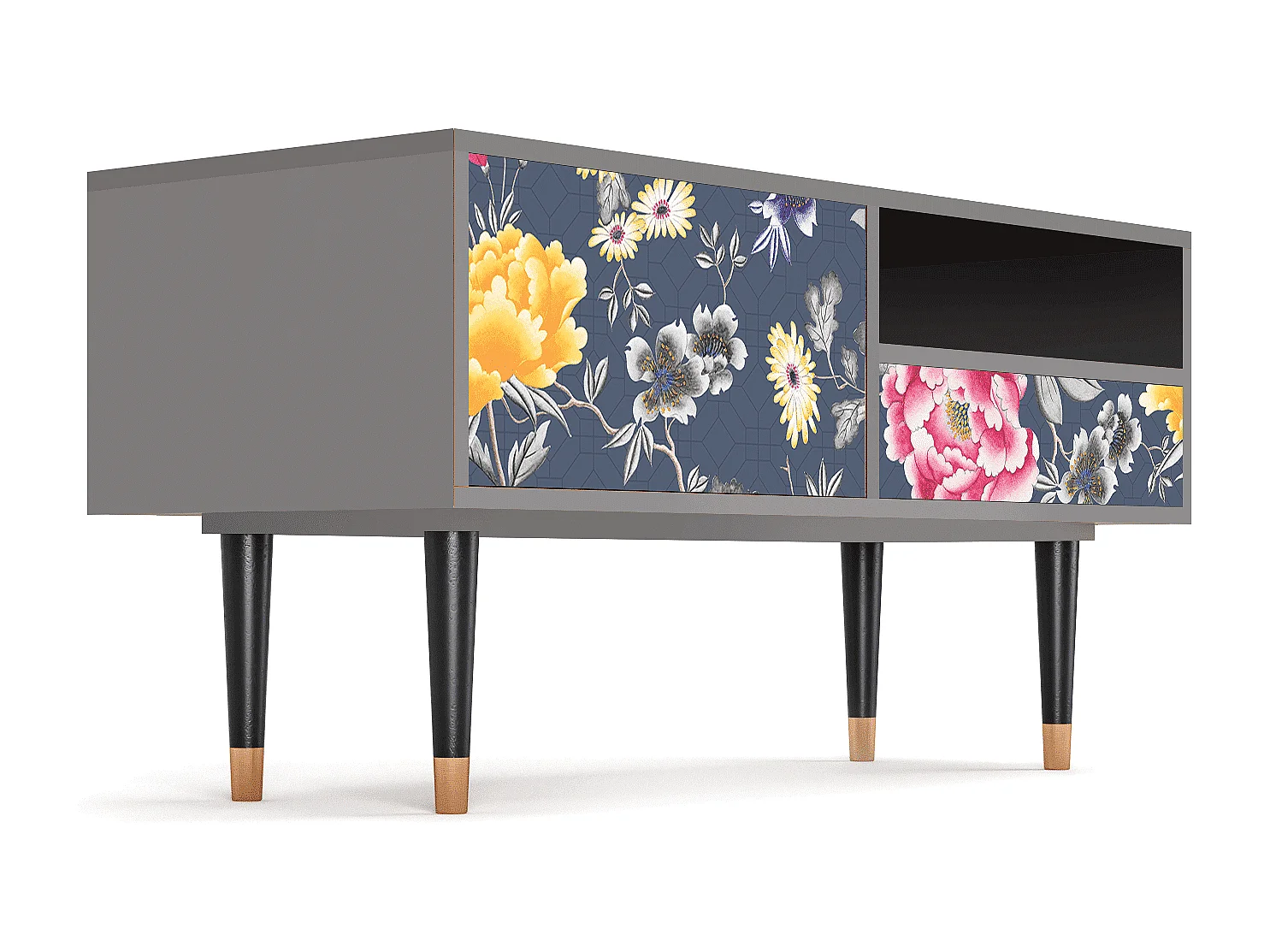 Meuble TV - 115х59х48 cm - T3 - Dark Flower Bed, Gris