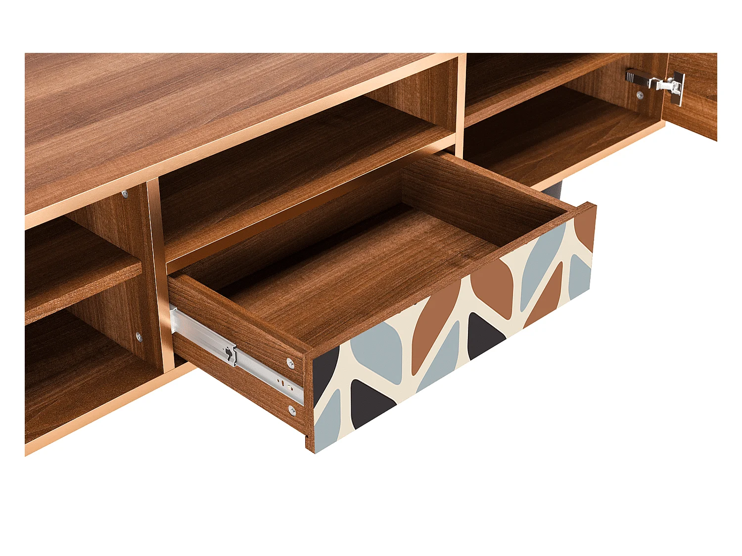 TV-Möbel - 170х59х41 cm - T6 - Beige Laure, Walnuss