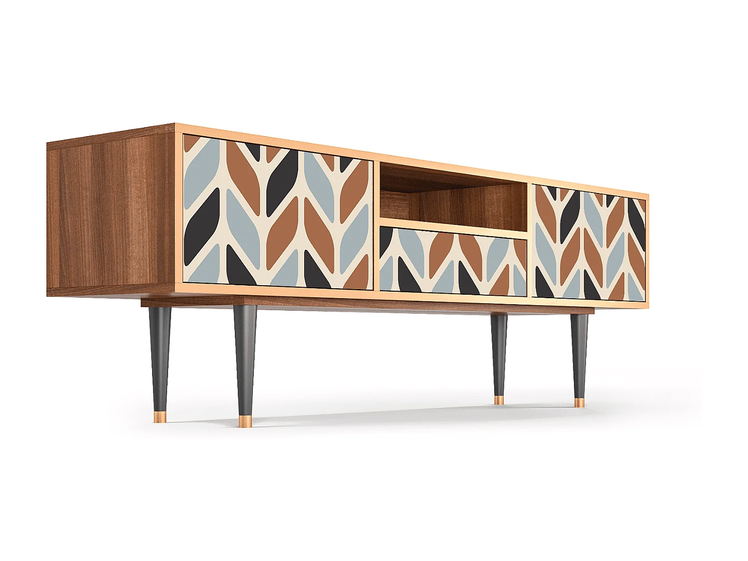 Mueble de TV - 170х59х41 cm - T6 - Beige Laure, Nogueira