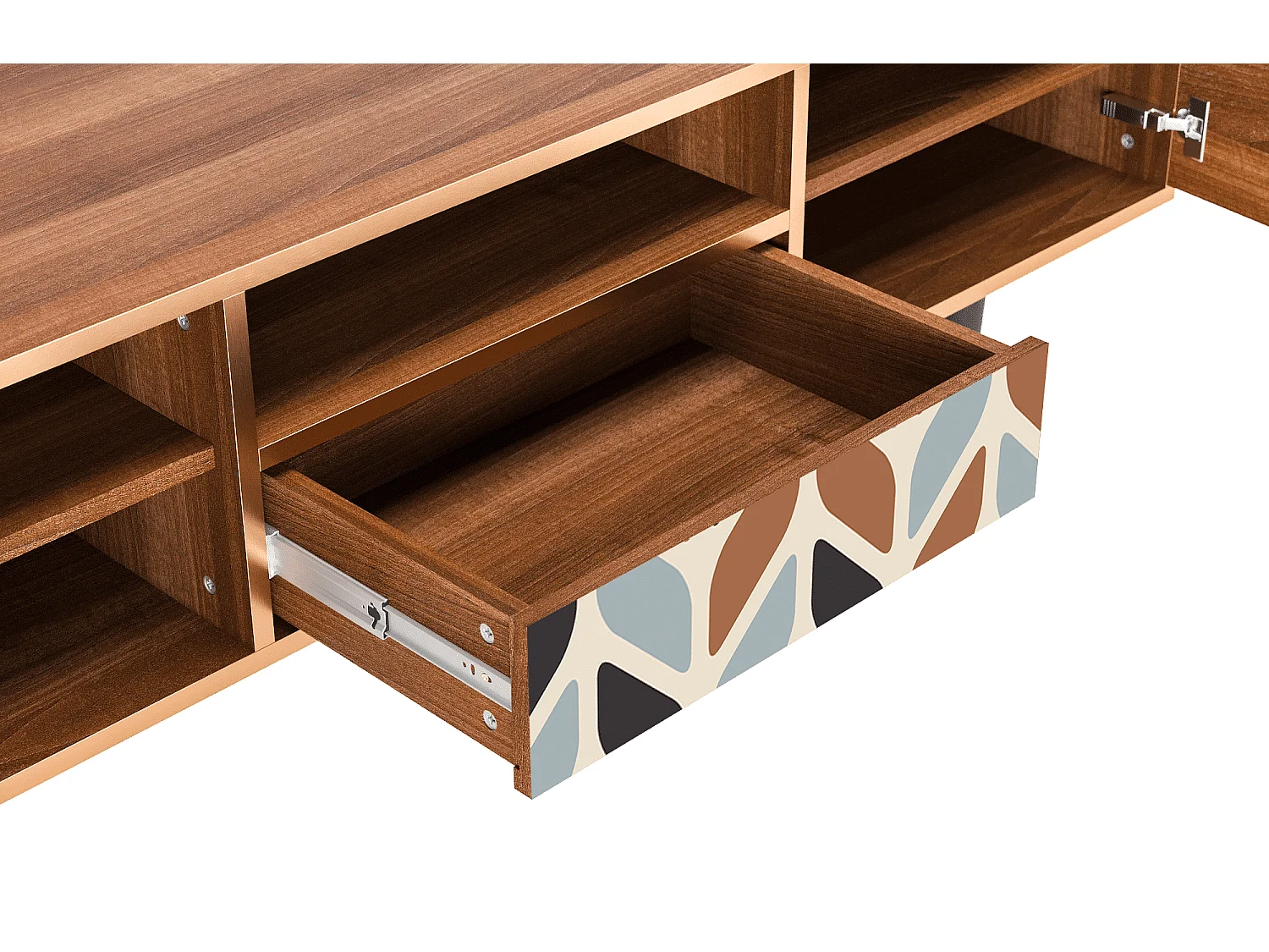 Mueble de TV - 170х59х41 cm - T6 - Beige Laure, Nogueira