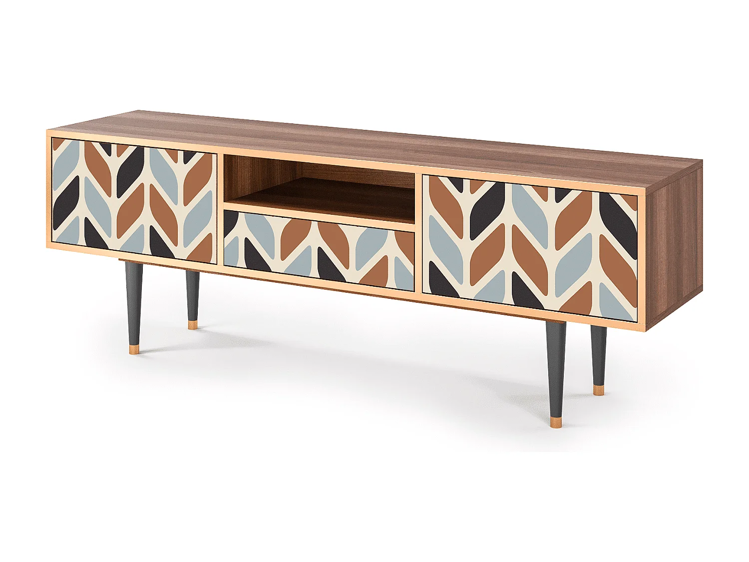 Mueble de TV - 170х59х41 cm - T6 - Beige Laure, Nogal