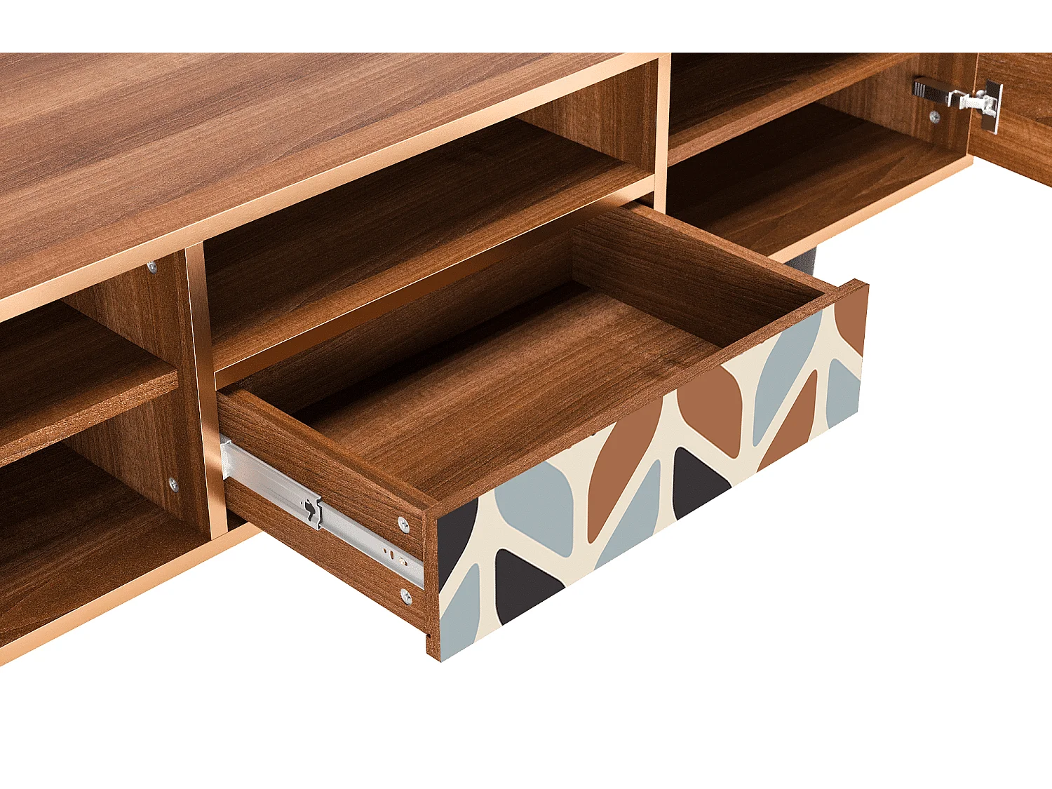 Mueble de TV - 170х59х41 cm - T6 - Beige Laure, Nogal