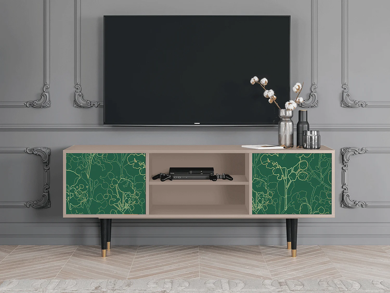 Mobile TV - 170х69х48 cm - T2 - Emerald Forest, Latte