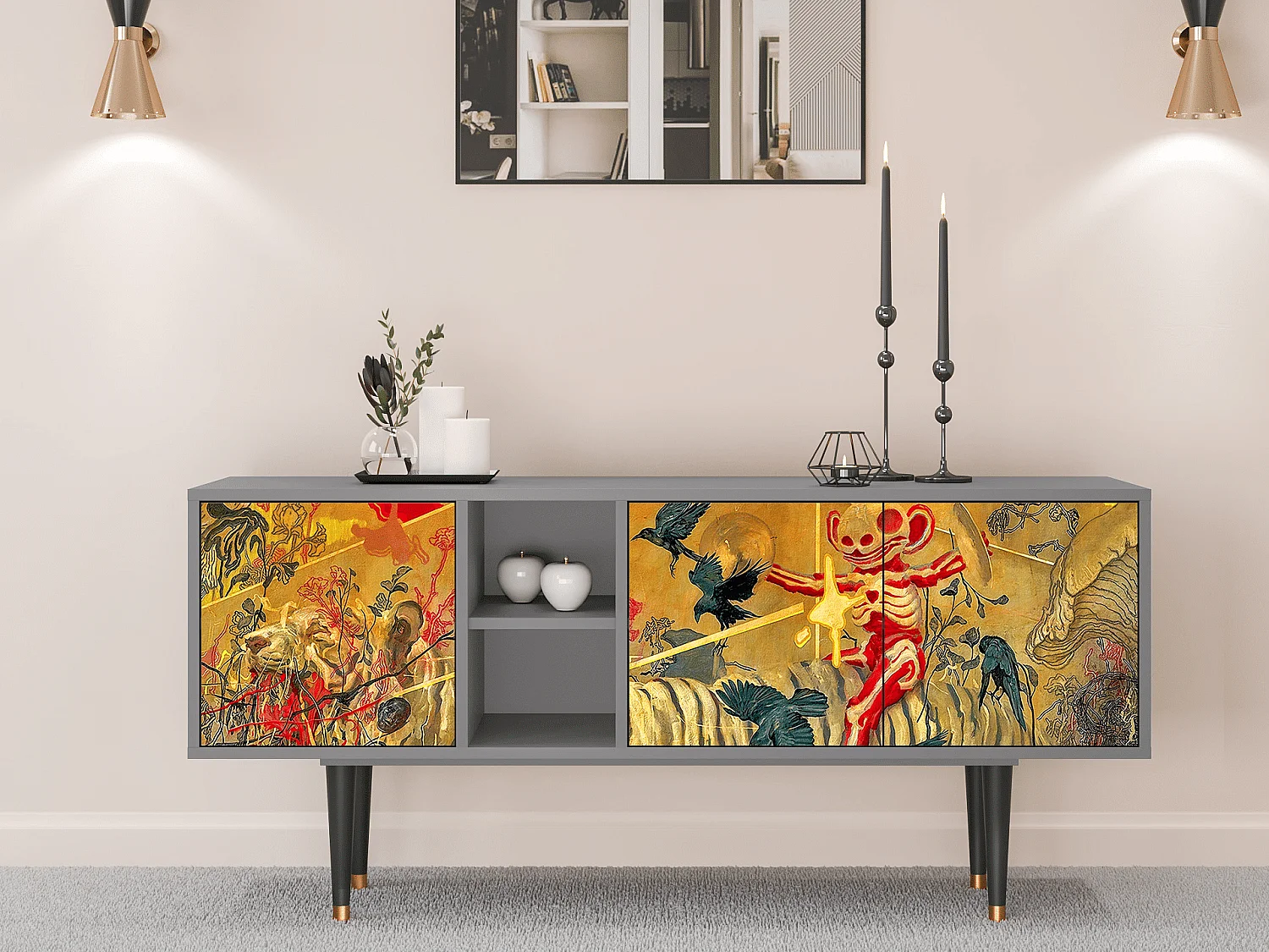 Meuble TV - 150х69х41 cm - T5 - Blood by James Jean, Gris