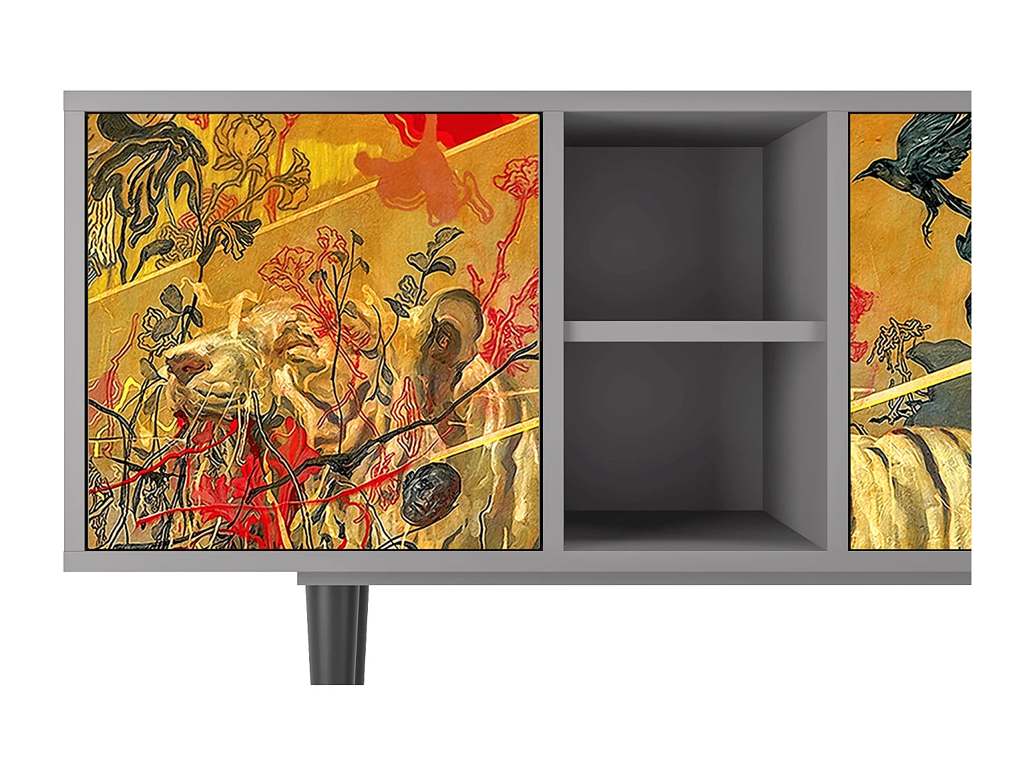 Meuble TV - 150х69х41 cm - T5 - Blood by James Jean, Gris