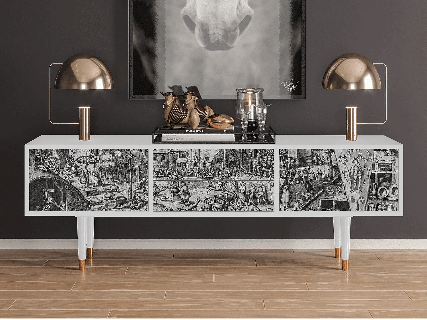 Mueble de TV - 170х59х48 cm - T4 - The Festival of Saint, Blanco