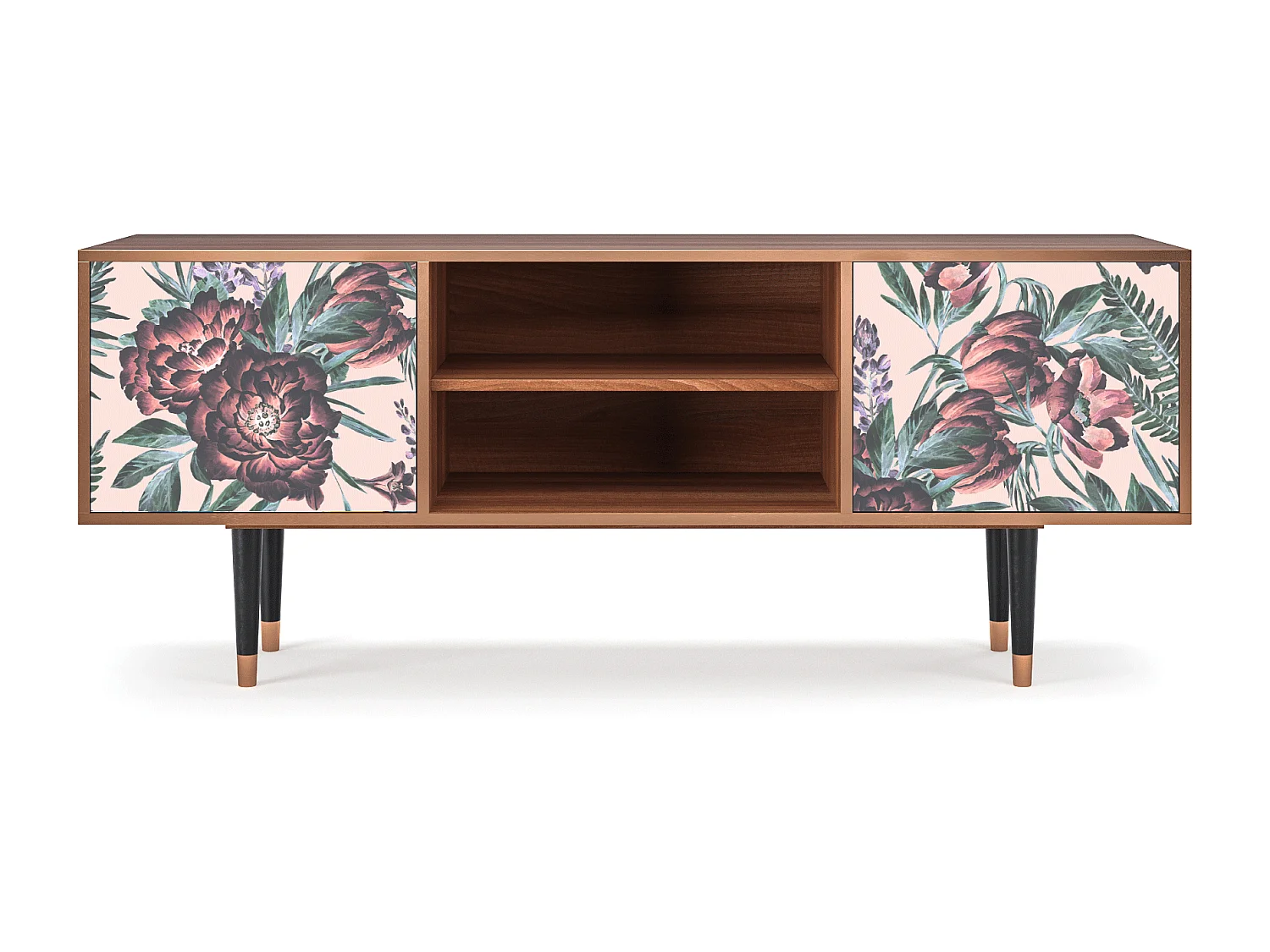 Mobile TV - 170х69х48 cm - T2 - Peach Peonies, Noce