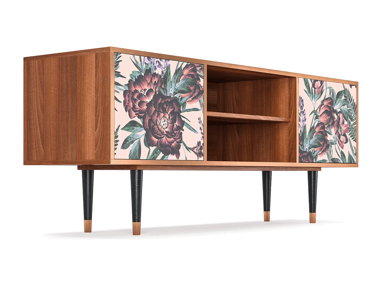 Mobile TV - 170х69х48 cm - T2 - Peach Peonies, Noce