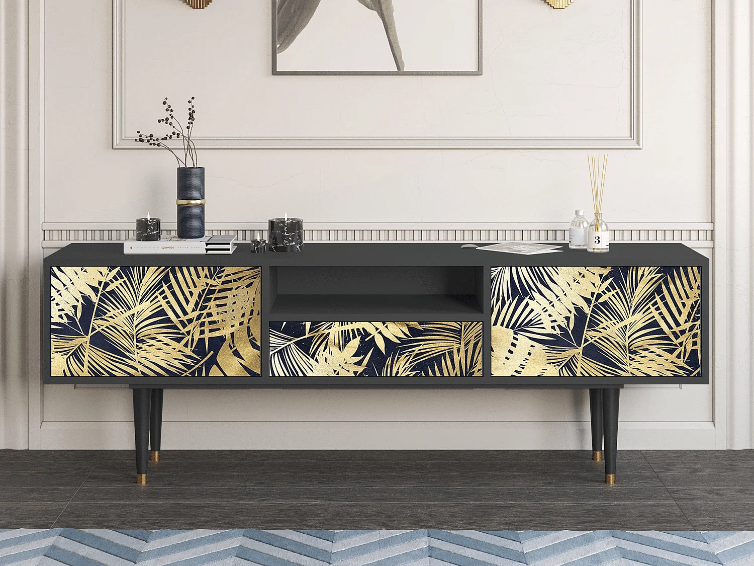 Meuble TV - 170х59х41 cm - T6 - Jungle Vibes, Anthracite