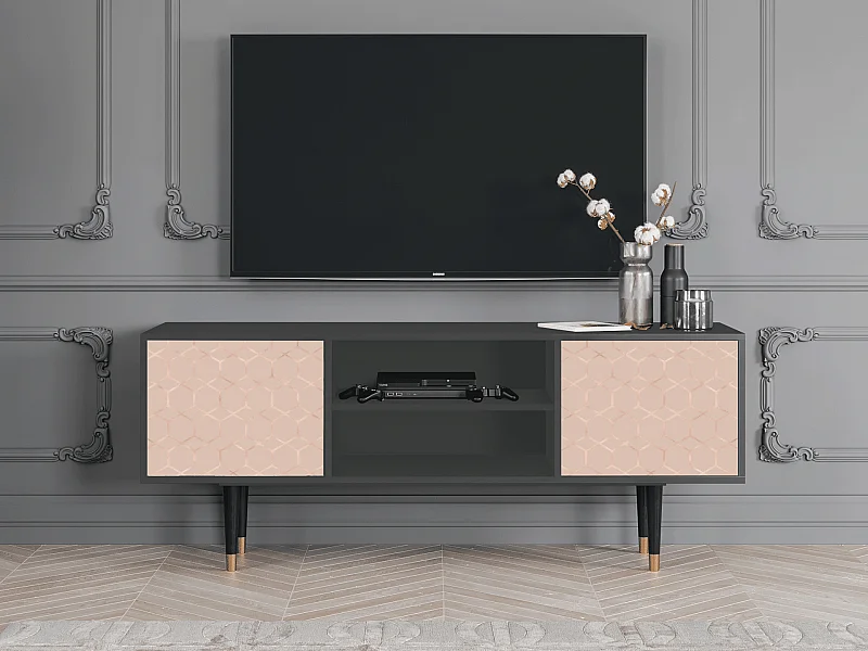 Szafka RTV - 170х69х48 cm - T2 - Rose Honeycomb, Antracyt