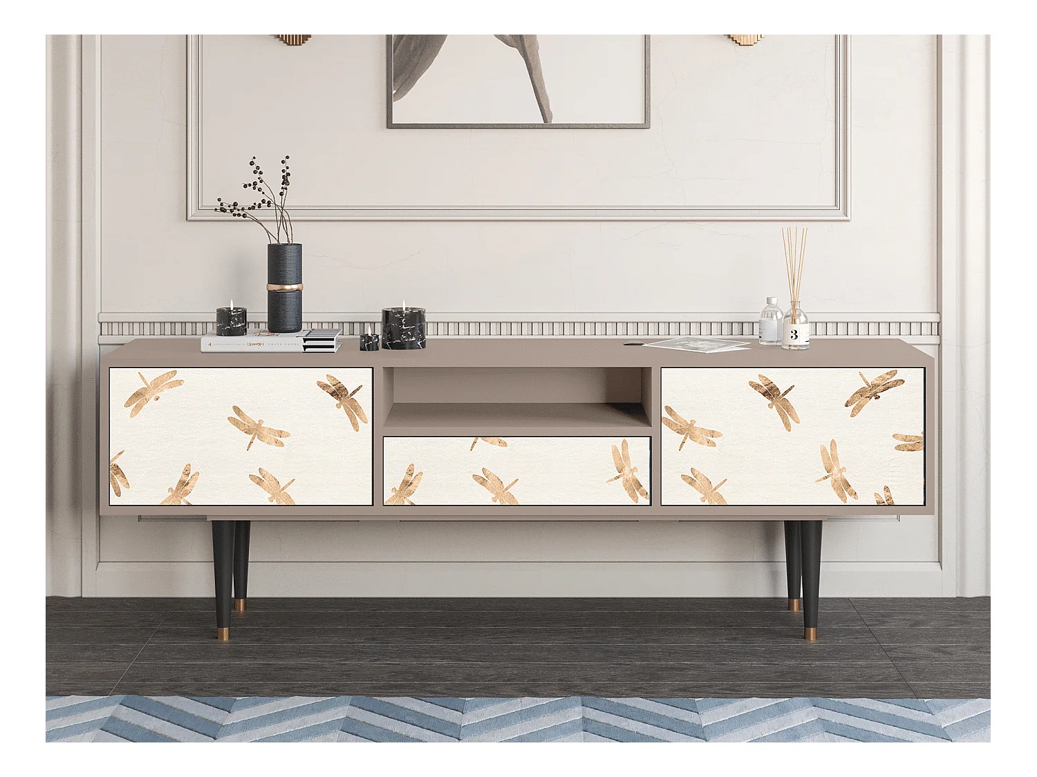 TV-meubel - 170х59х41 cm - T6 - Nude Dragonflies, Latte