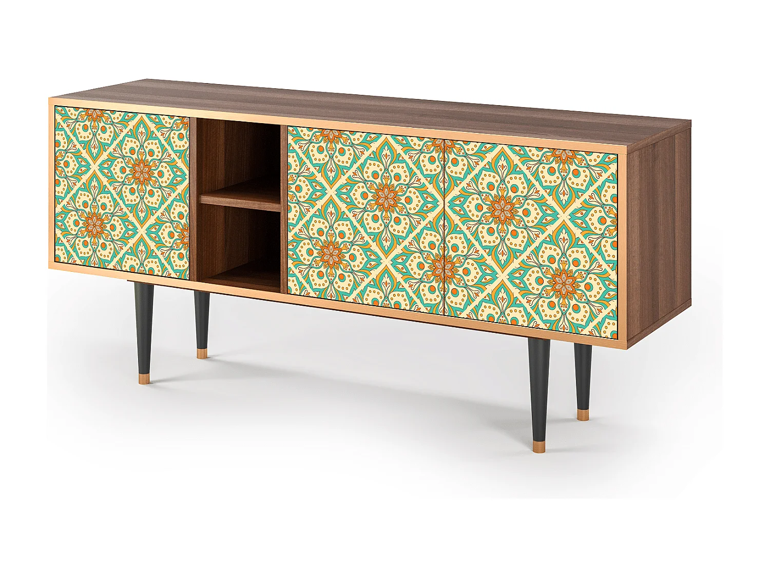 Mueble de TV - 150х69х41 cm - T5 - Hindu Daisy, Nogueira