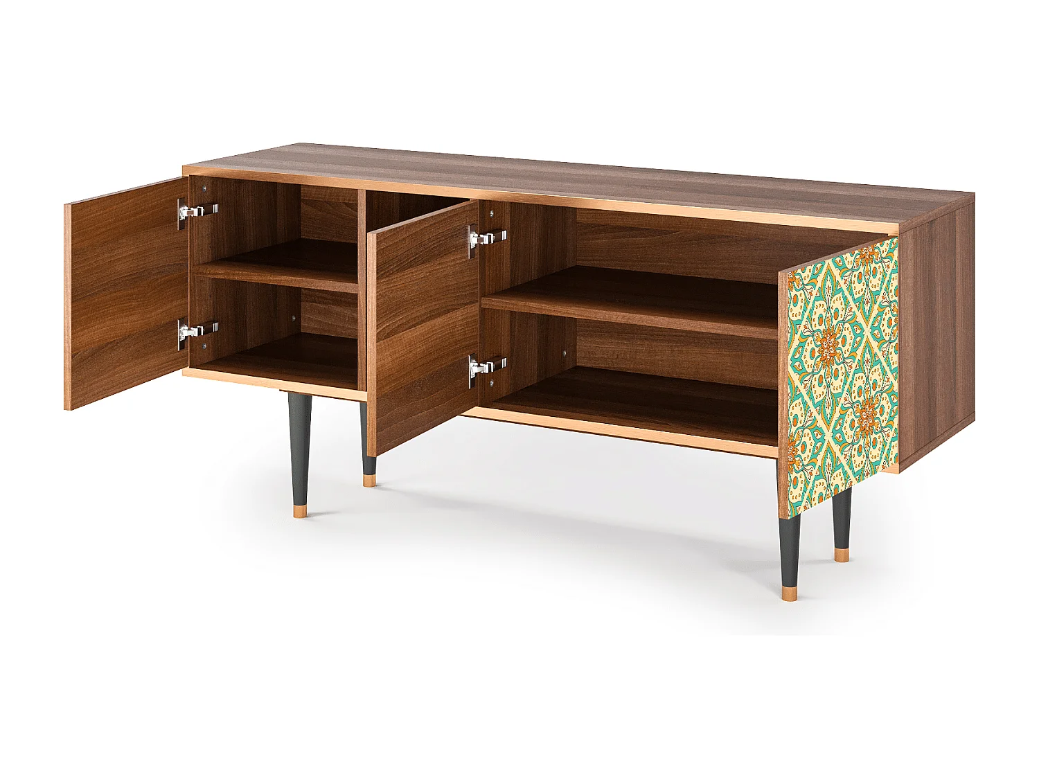 Mueble de TV - 150х69х41 cm - T5 - Hindu Daisy, Nogueira