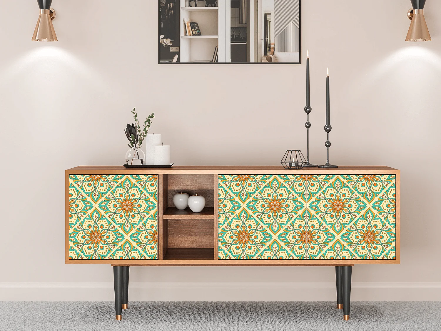 Mobile TV - 150х69х41 cm - T5 - Hindu Daisy, Noce