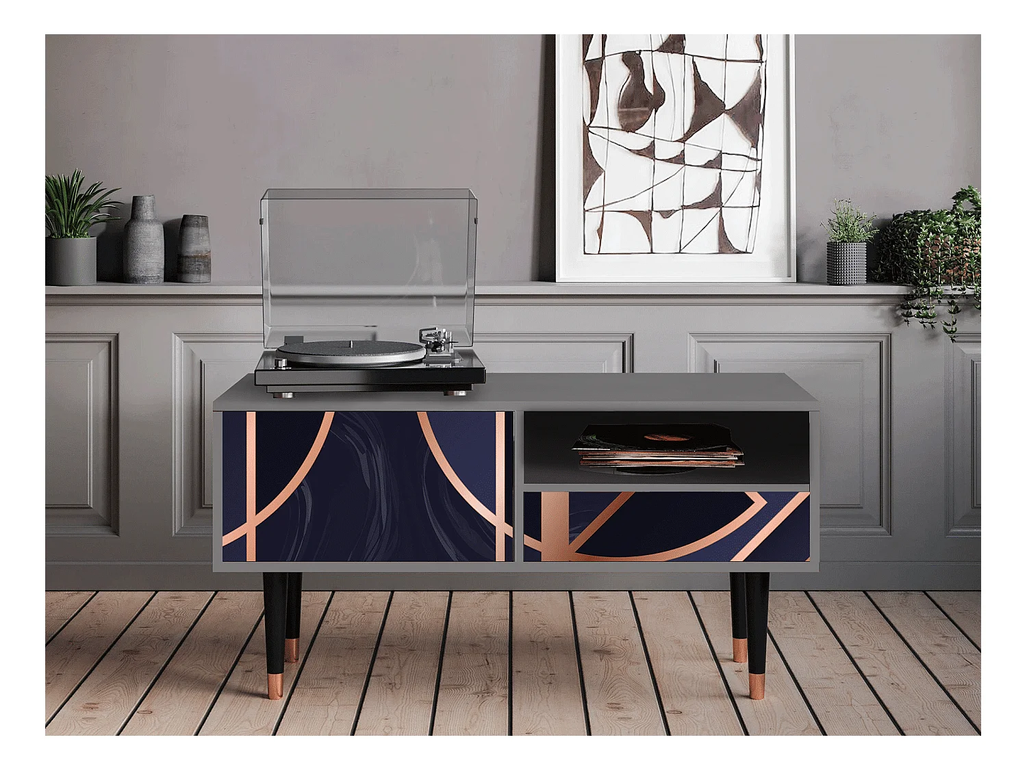 Meuble TV - 115х59х48 cm - T3 - Purple Temple, Gris