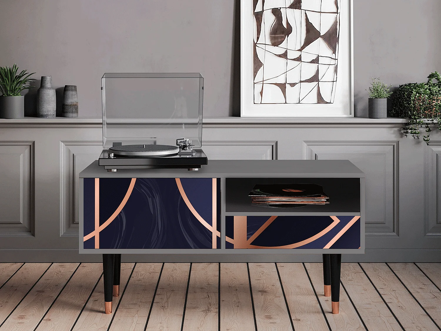 Meuble TV - 115х59х48 cm - T3 - Purple Temple, Gris