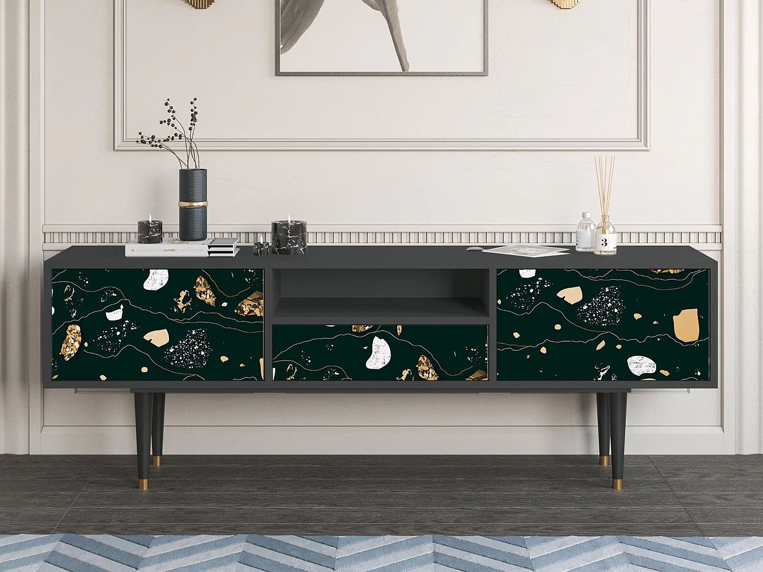 TV-Möbel - 170х59х41 cm - T6 - Space Rocks, Anthrazit