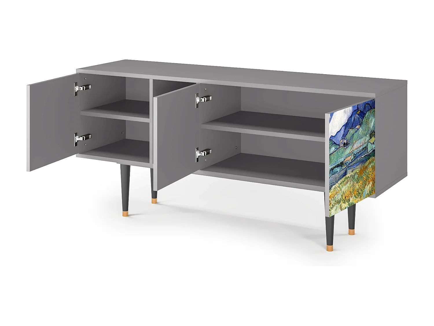 Mueble de TV - 150х69х41 cm - T5 - Landscape, Cinza