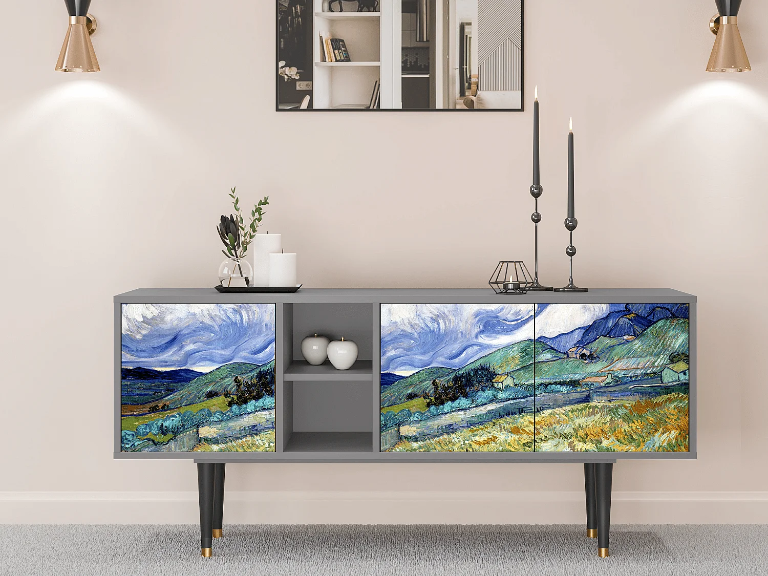 TV-meubel - 150х69х41 cm - T5 - Landscape, Grijs