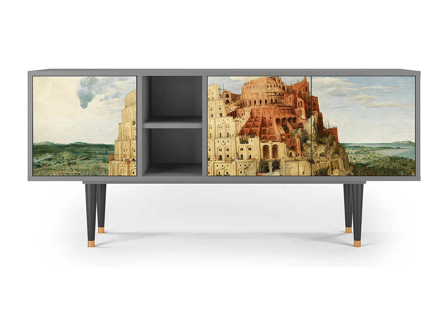 Meuble TV - 150х69х41 cm - T5 - Elder The Tower, Gris