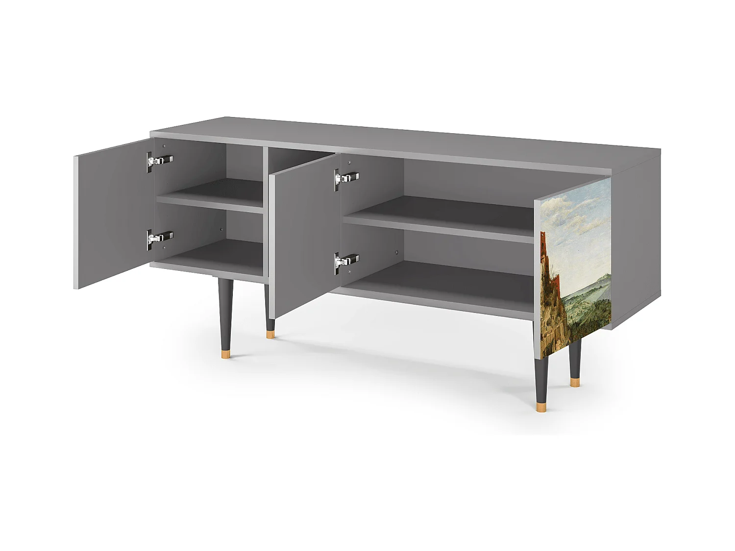 Meuble TV - 150х69х41 cm - T5 - Elder The Tower, Gris