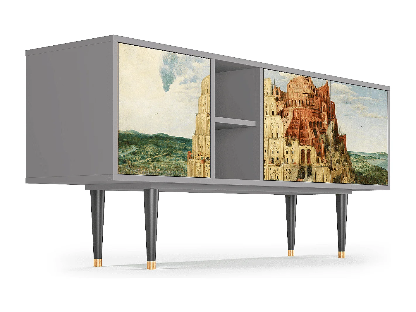 Meuble TV - 150х69х41 cm - T5 - Elder The Tower, Gris