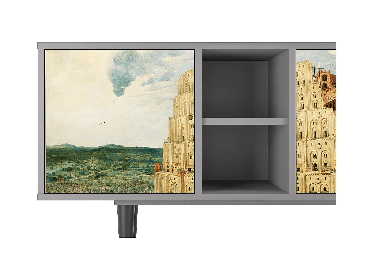 Meuble TV - 150х69х41 cm - T5 - Elder The Tower, Gris