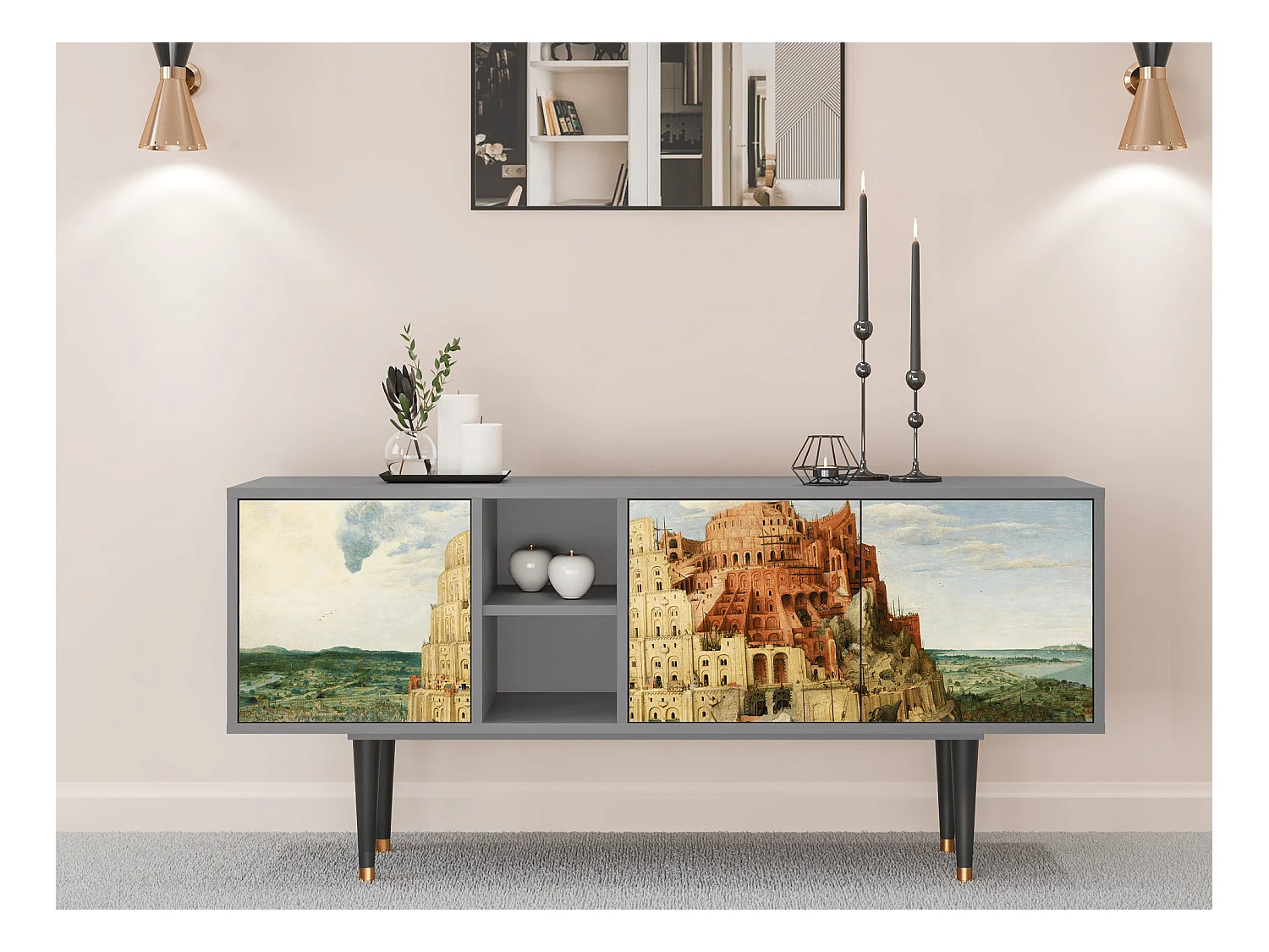 TV-meubel - 150х69х41 cm - T5 - Elder The Tower, Grijs