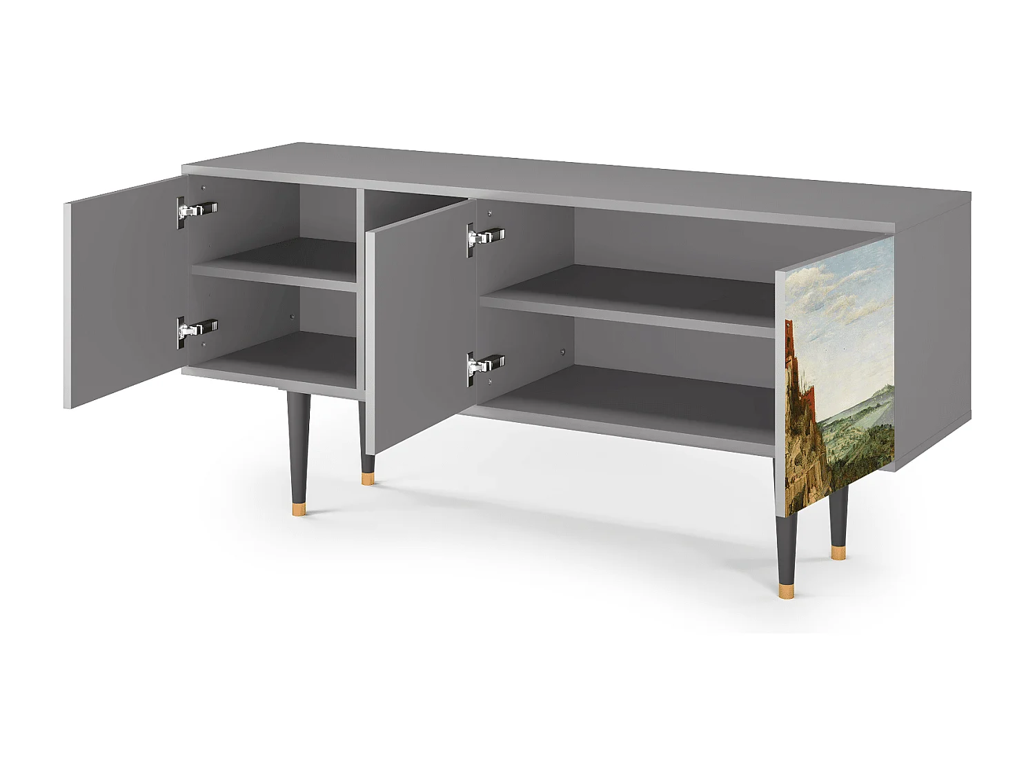 Meuble TV - 150х69х41 cm - T5 - Elder The Tower, Gris