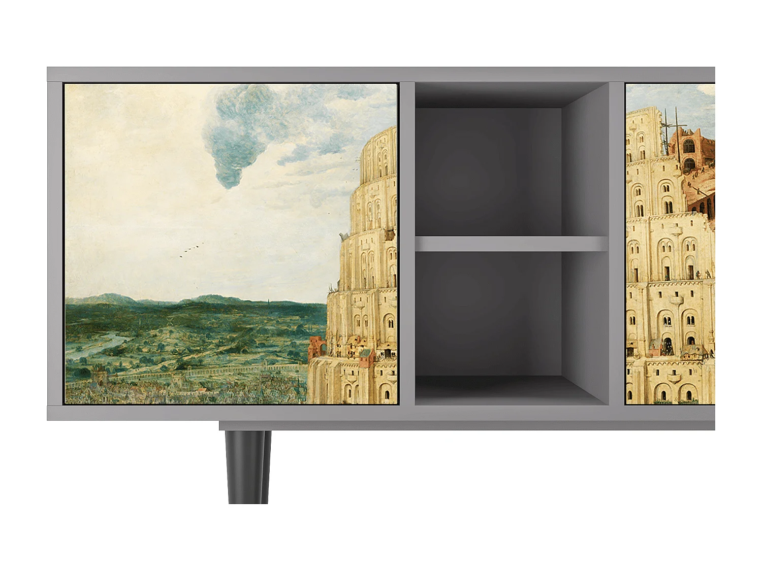 Meuble TV - 150х69х41 cm - T5 - Elder The Tower, Gris